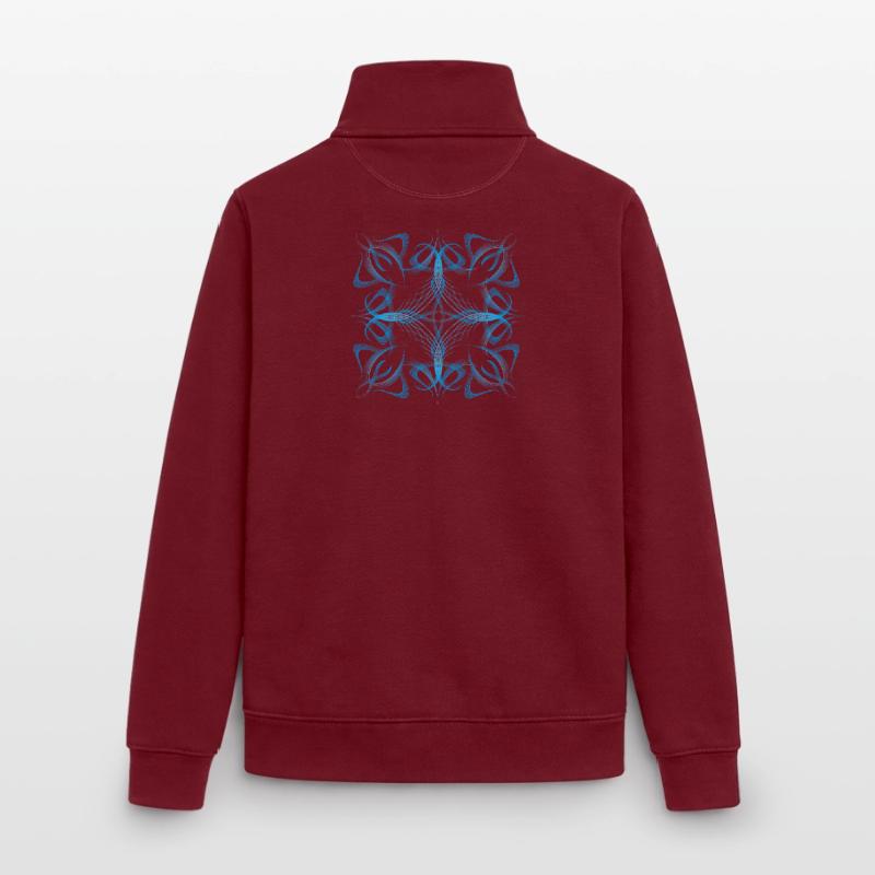 Delicate dynamic blue line pattern Unisex Organic Zip Sweatshirt by Stanley/Stella