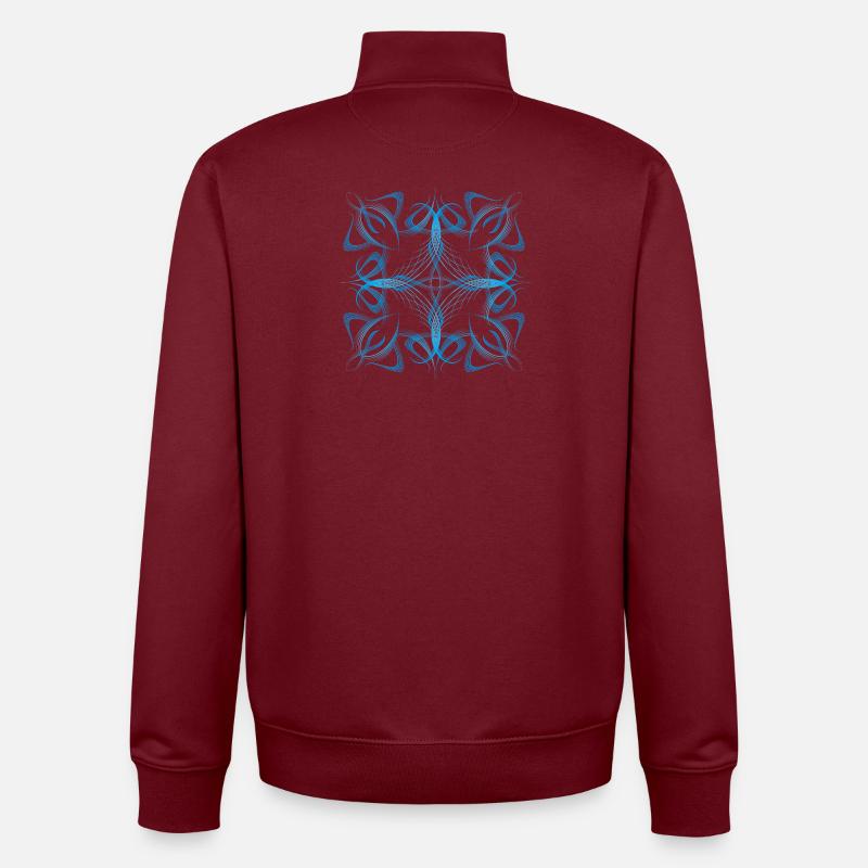 Delicate dynamic blue line pattern - Unisex Organic Zip Sweatshirt by Stanley/Stella - burgundy