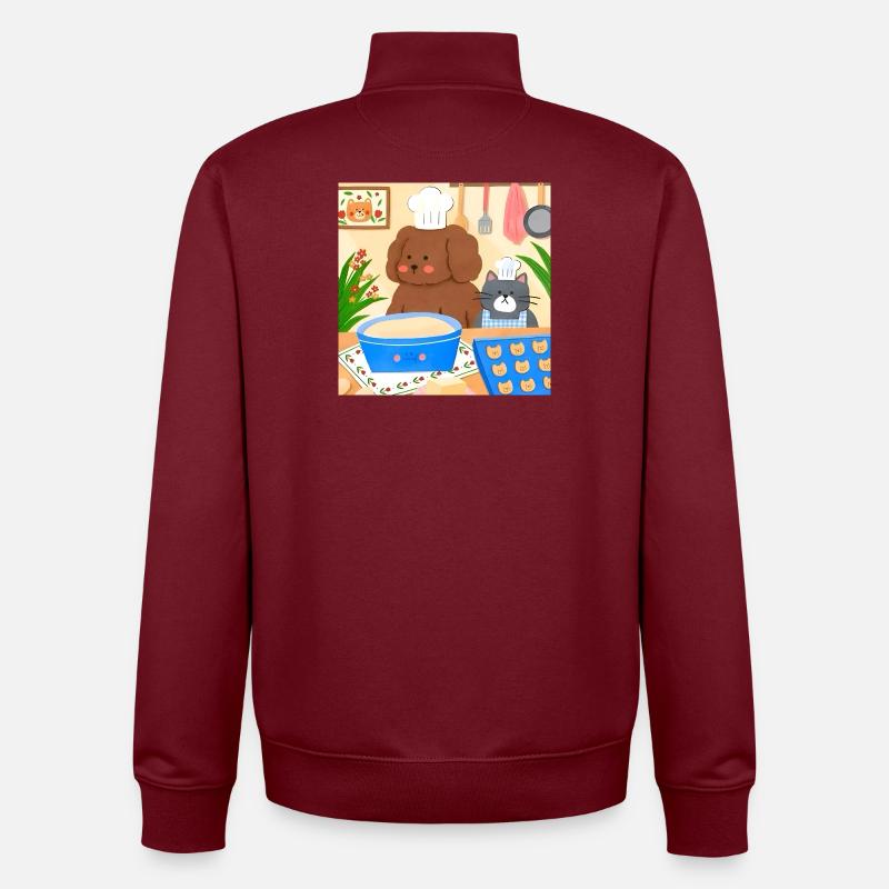 Niedliche Bäcker Illustration - Unisex Organic Zip Sweatshirt von Stanley/Stella - Burgunderrot