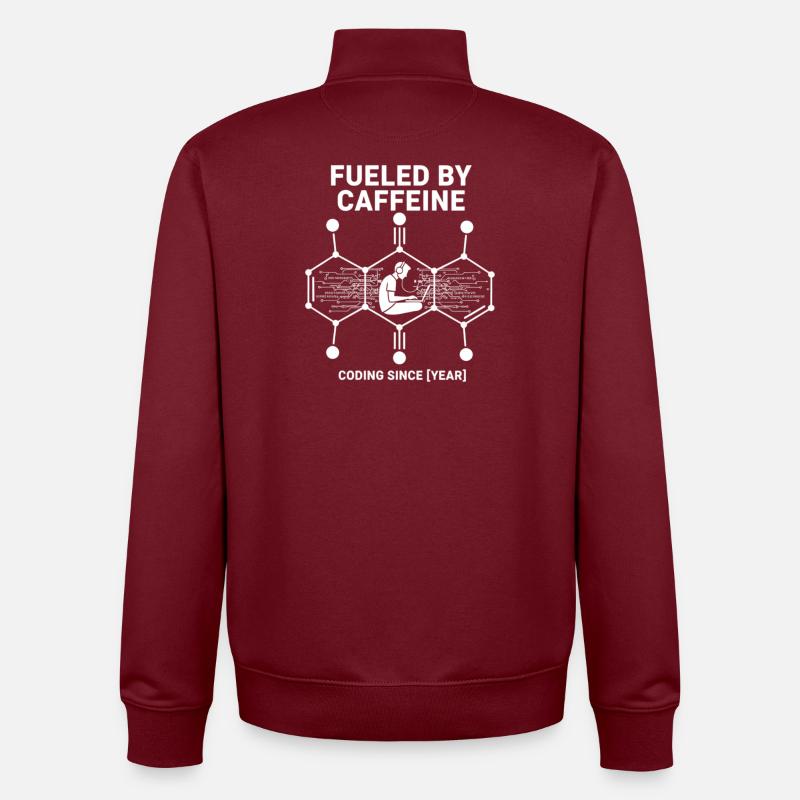 Alimenté par la caféine Coding Chemise | Programmeur - Sweat zippé unisexe en coton bio Stanley/Stella - bordeaux