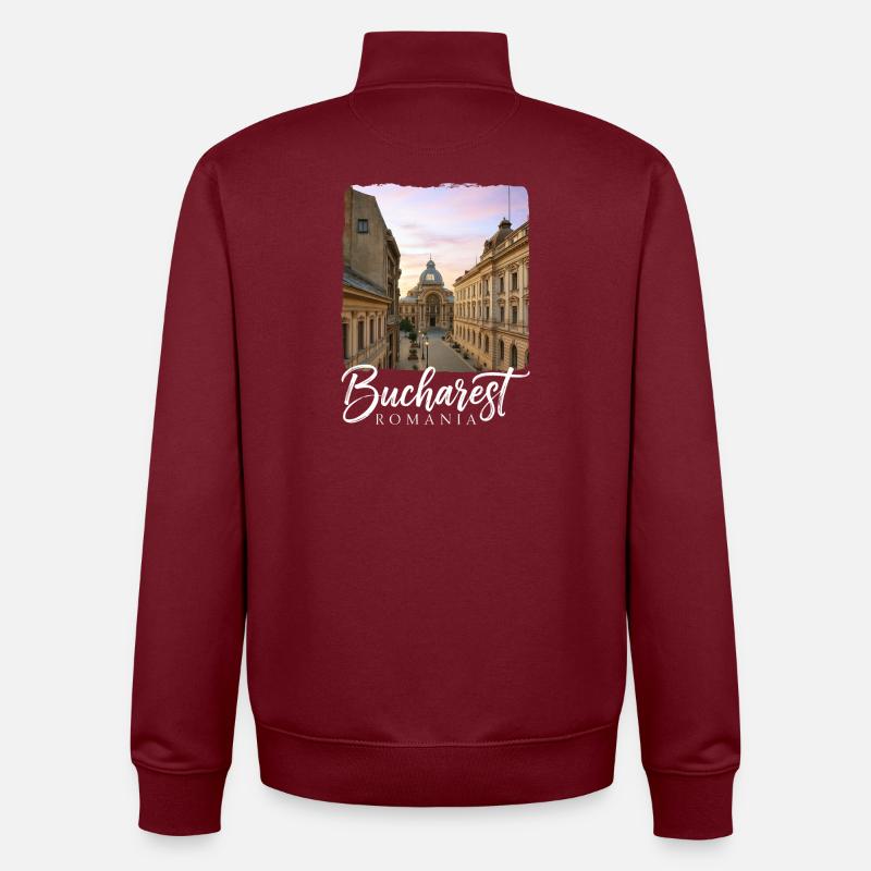 Bukarest Rumänien - Unisex Organic Zip Sweatshirt von Stanley/Stella - Burgunderrot