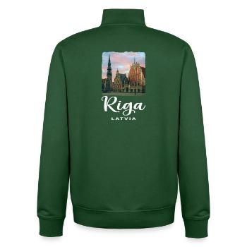 Riga Litauen - Unisex Organic Zip Sweatshirt von Stanley/Stella - Flaschengrün - Hinten - AI Model Male 185 dark (185cm)