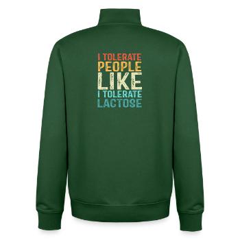 Flatulence, allergie au lait, intolérance au lactose - Sweat zippé unisexe en coton bio Stanley/Stella - vert bouteille - Dos - AI Model Male 185 dark (185cm)