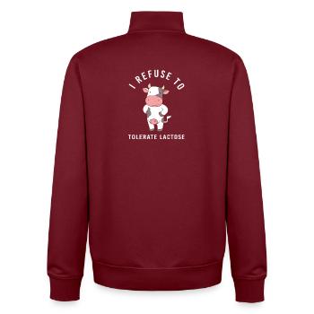 Milch Allergie Laktose Intoleranz Blähungen - Unisex Organic Zip Sweatshirt von Stanley/Stella - Burgunderrot - Hinten - AI Model Male 185 dark (185cm)