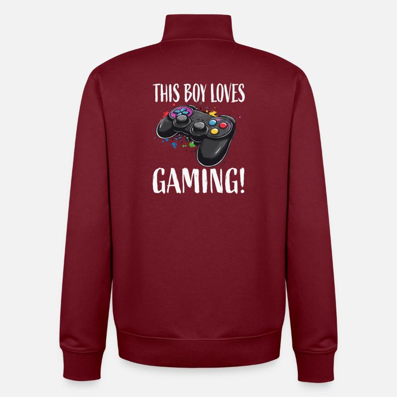 Junge liebt Gaming Controller - Unisex Organic Zip Sweatshirt von Stanley/Stella - Burgunderrot