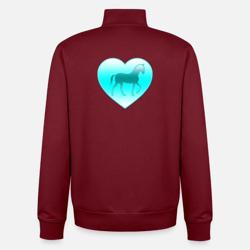Chevaux - Sweat zippé unisexe en coton bio Stanley/Stella - bordeaux