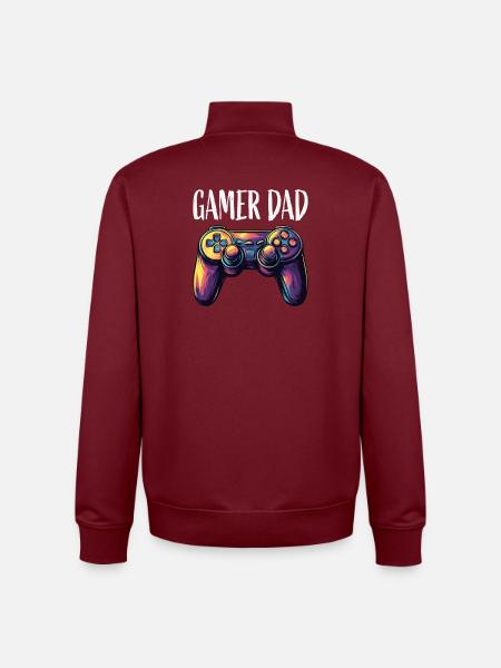 Gamer Dad Controller Neon - Unisex Organic Zip Sweatshirt by Stanley/Stella - burgundy