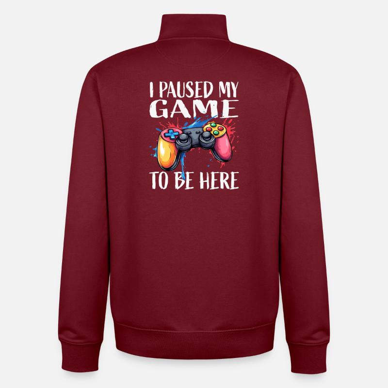 Gamer Pause Controller Farbexplosion - Unisex Organic Zip Sweatshirt von Stanley/Stella - Burgunderrot