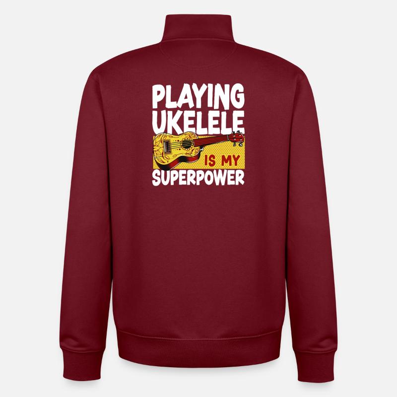 Jeu du ukulélé hawaïen - Sweat zippé unisexe en coton bio Stanley/Stella - bordeaux