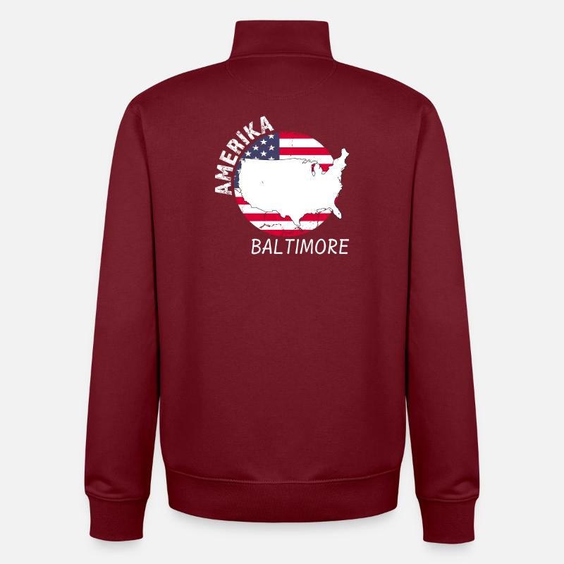 Baltimore - Sweat zippé unisexe en coton bio Stanley/Stella - bordeaux