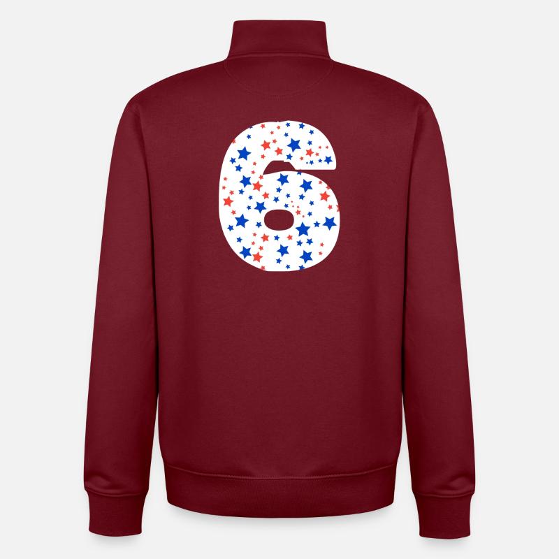 Nummer 6  - Unisex Organic Zip Sweatshirt von Stanley/Stella - Burgunderrot