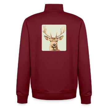 Rentier Hirsch Geweih Reindeer Vintage - Unisex Organic Zip Sweatshirt von Stanley/Stella - Burgunderrot - Hinten - AI Model Male 185 dark (185cm)