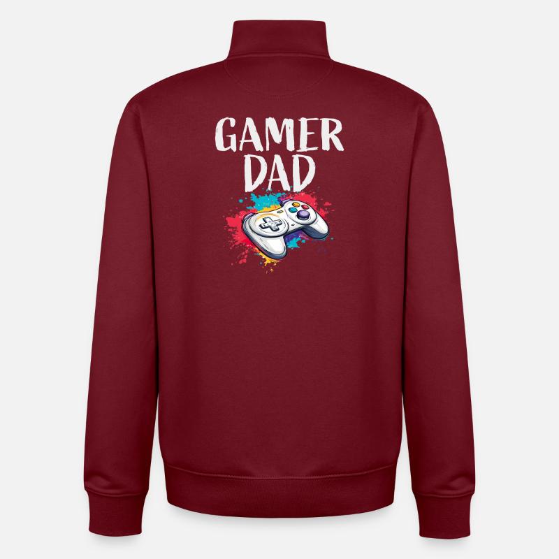 Gamer Dad Controller - Unisex Organic Zip Sweatshirt von Stanley/Stella - Burgunderrot
