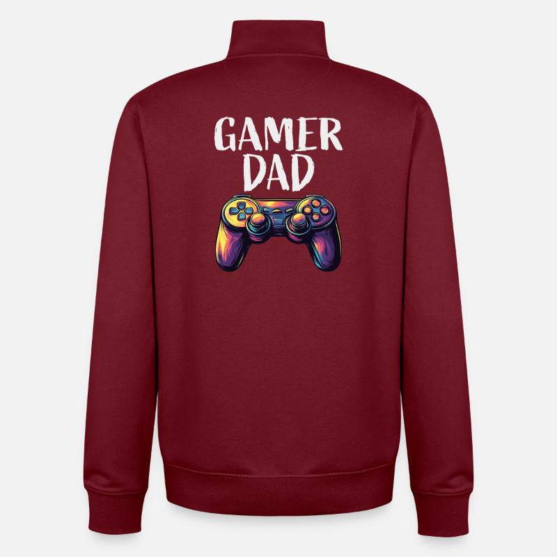 Gamer Dad Controller Motiv - Unisex Organic Zip Sweatshirt von Stanley/Stella - Burgunderrot