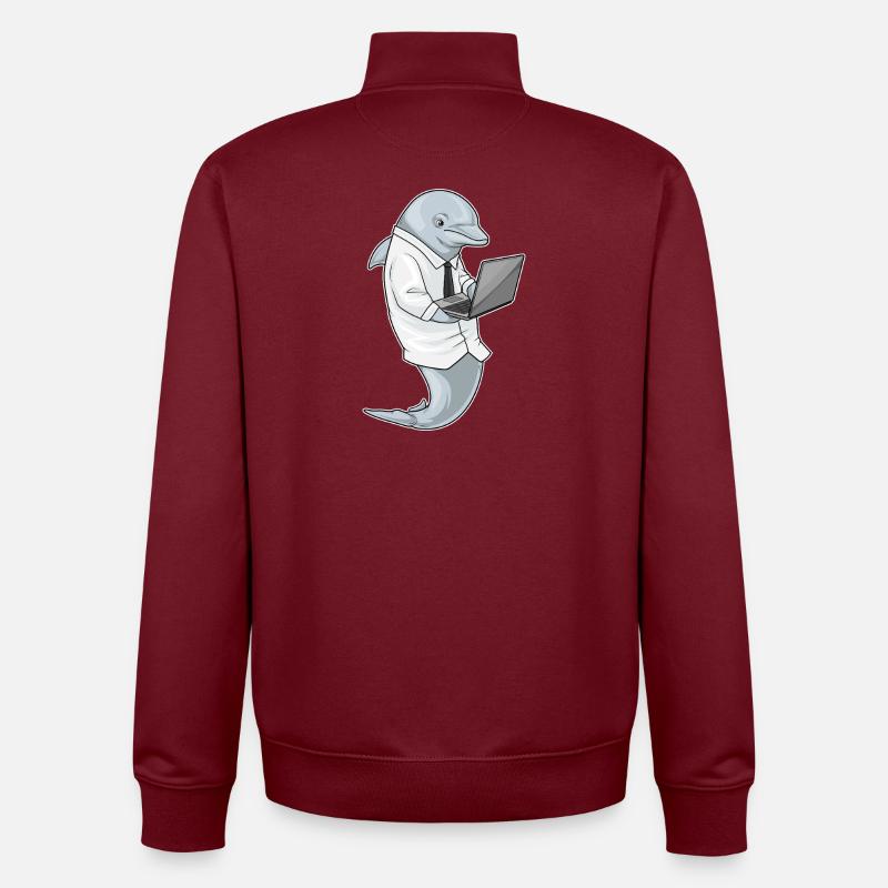 Delfin Laptop - Unisex Organic Zip Sweatshirt von Stanley/Stella - Burgunderrot