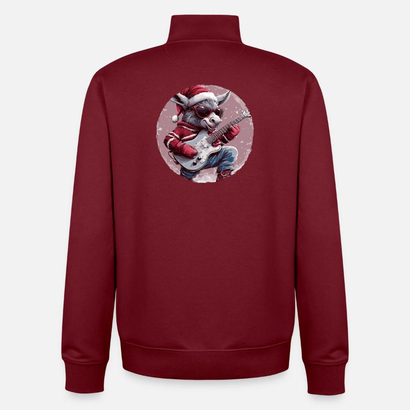 Guitare de Noël Âne - Sweat zippé unisexe en coton bio Stanley/Stella - bordeaux