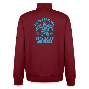 Gulf of Mexico Turtle Vintage Abzeichen - Unisex Organic Zip Sweatshirt von Stanley/Stella - Burgunderrot - Hinten - AI Model Male 185 dark (185cm)