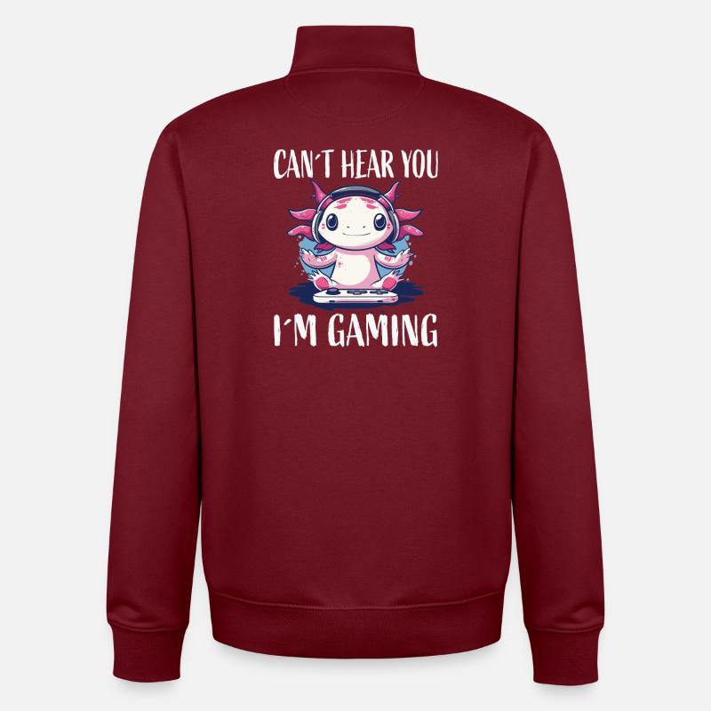 Axolotl gaming avec casque - Sweat zippé unisexe en coton bio Stanley/Stella - bordeaux
