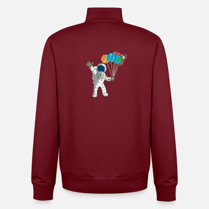 Fête d’anniversaire du 5e anniversaire des Ballons Planètes Astronaute mignons - Sweat zippé unisexe en coton bio Stanley/Stella - bordeaux