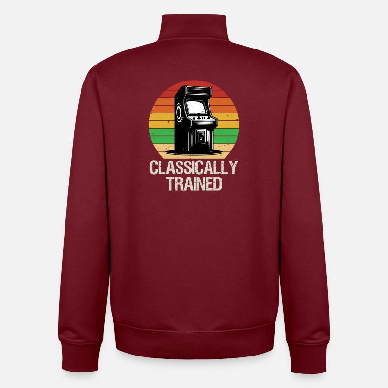 Jeu de t-shirt d’arcade rétro classique entraîné - Sweat zippé unisexe en coton bio Stanley/Stella - bordeaux