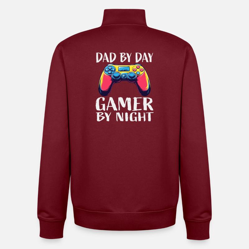 Father Gamer Night Controller - Unisex Organic Zip Sweatshirt by Stanley/Stella - burgundy