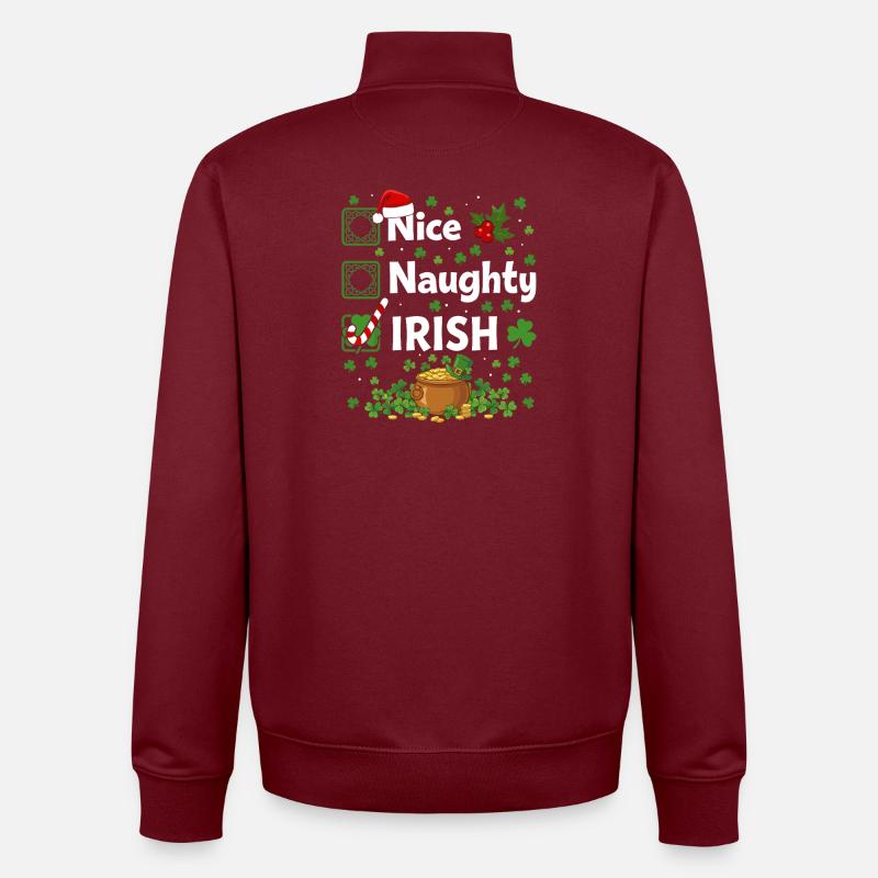 Saint Patrick irlandais coquin - Sweat zippé unisexe en coton bio Stanley/Stella - bordeaux