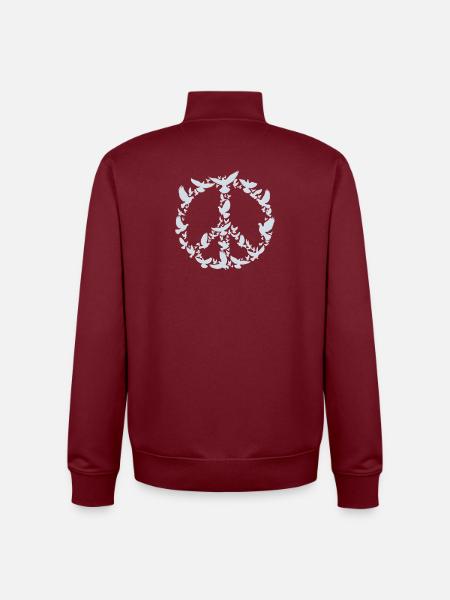 Peace Doves Peace Symbol Art Design - Unisex Organic Zip Sweatshirt by Stanley/Stella - burgundy
