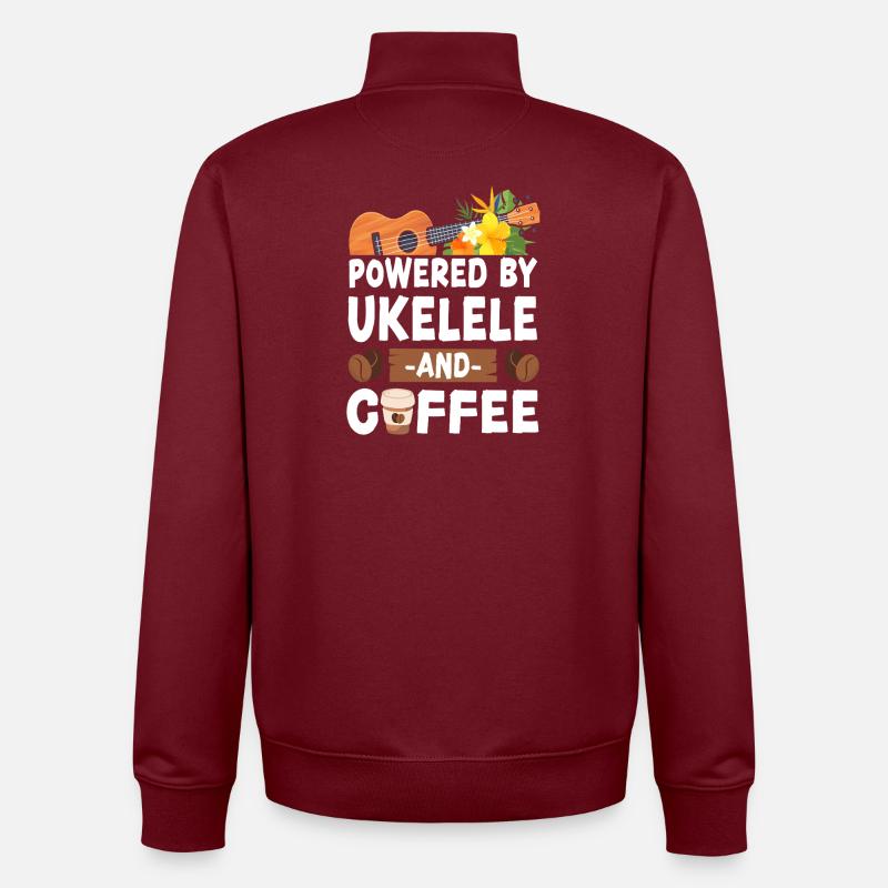 Hawaiian Ukulele Uke Coffee - Unisex Organic Zip Sweatshirt von Stanley/Stella - Burgunderrot