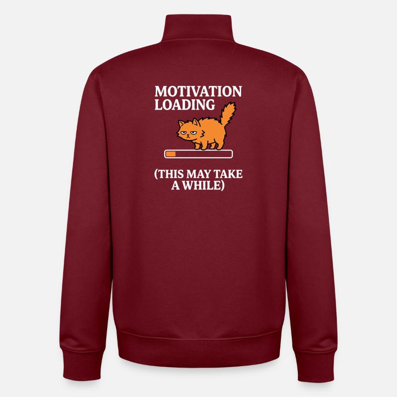 Motivation Loading Müde Katze mit Ladebalken - Unisex Organic Zip Sweatshirt von Stanley/Stella - Burgunderrot