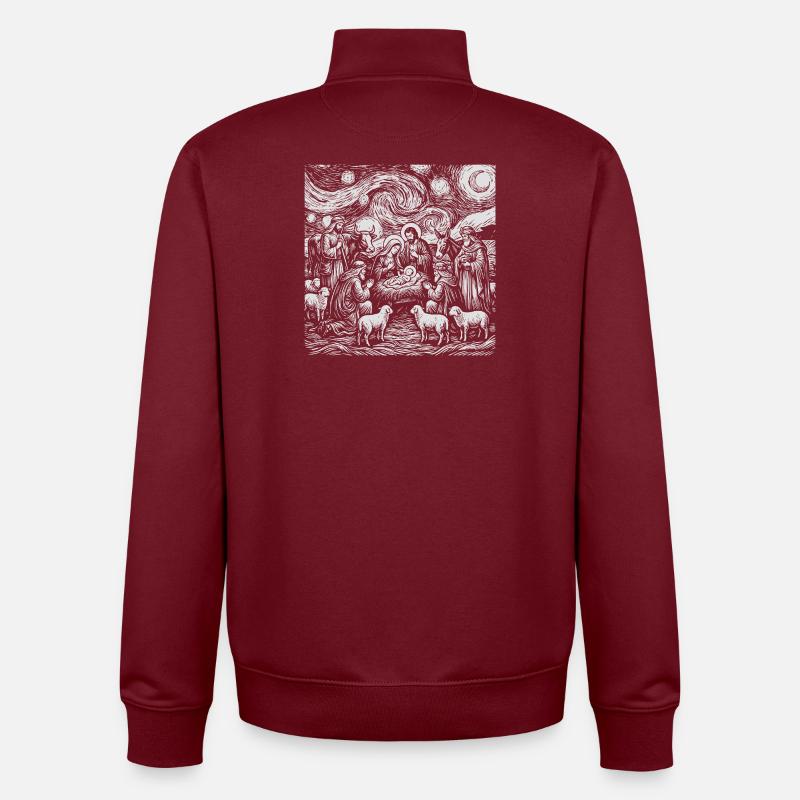 Motif de Crèche de Jésus - Sweat zippé unisexe en coton bio Stanley/Stella - bordeaux