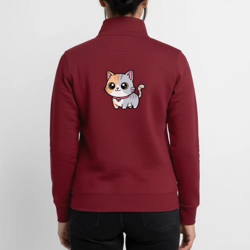 Charme de collier chaton calicot Sweat zippé unisexe en coton bio Stanley/Stella