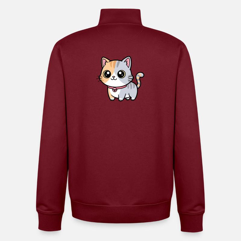 Calico Kitten Collar Charm - Unisex Organic Zip Sweatshirt by Stanley/Stella - burgundy