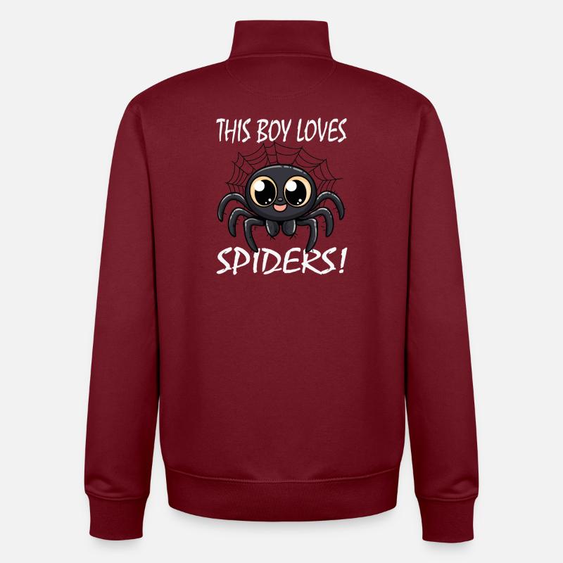 Ce garçon adore les araignées - Sweat zippé unisexe en coton bio Stanley/Stella - bordeaux