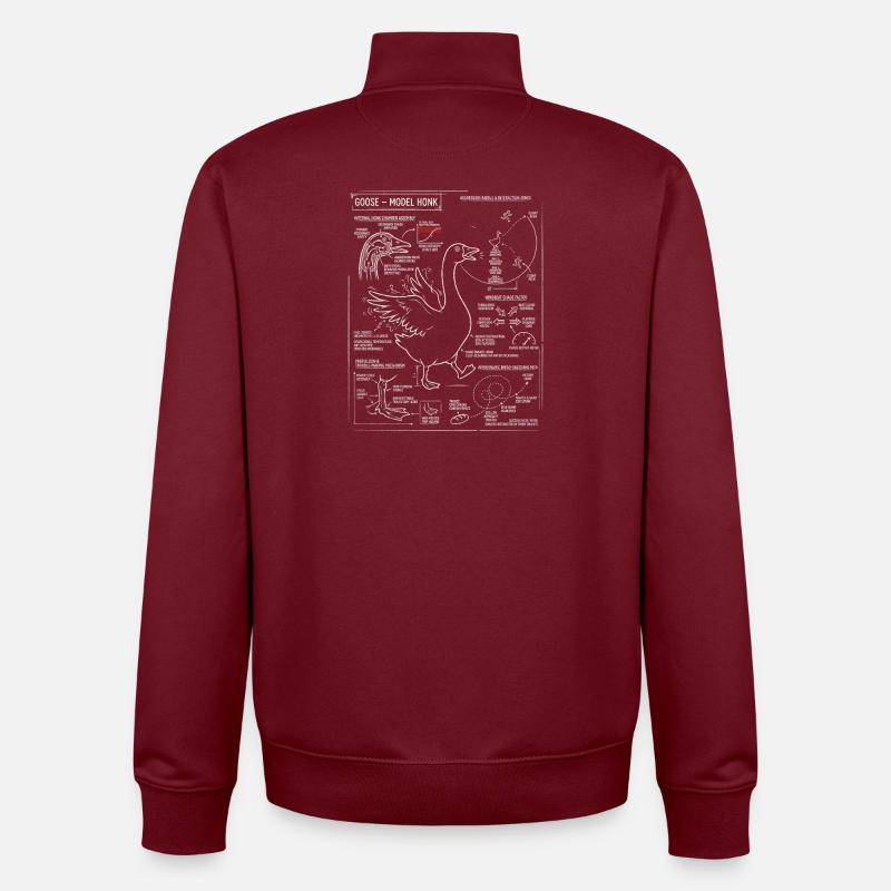 Gänse Blueprint: Modell Honk - Unisex Organic Zip Sweatshirt von Stanley/Stella - Burgunderrot