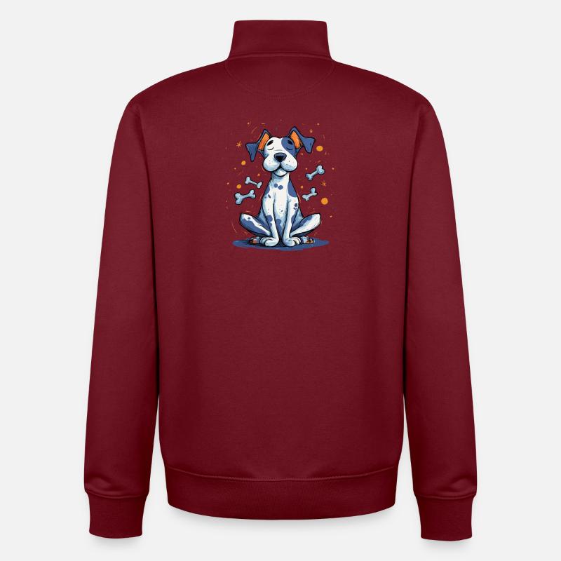 Blauer Hund Cartoon mit Knochen - Unisex Organic Zip Sweatshirt von Stanley/Stella - Burgunderrot