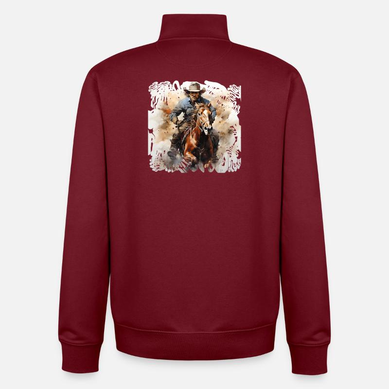 Wild West Rodeo Reiter - Unisex Organic Zip Sweatshirt von Stanley/Stella - Burgunderrot