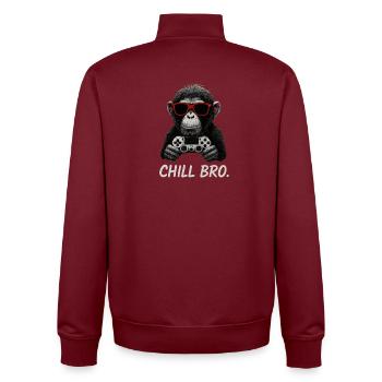 Singe gamer avec manette et lunettes de soleil, détends-toi mec - Sweat zippé unisexe en coton bio Stanley/Stella - bordeaux - Dos - AI Model Male 185 dark (185cm)