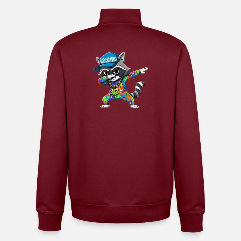 Wildstyle Dabbing Waschbär  Buntes Graffiti Design - Unisex Organic Zip Sweatshirt von Stanley/Stella - Burgunderrot
