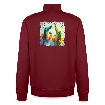 Crocodiles dans un duo aquatique - Sweat zippé unisexe en coton bio Stanley/Stella - bordeaux - Dos - AI Model Male 185 dark (185cm)