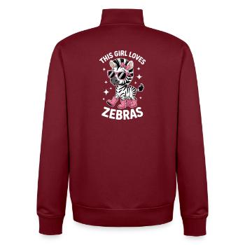 Zebra Spruch Lustiges Zebra Geschenk - Unisex Organic Zip Sweatshirt von Stanley/Stella - Burgunderrot - Hinten - AI Model Male 185 dark (185cm)