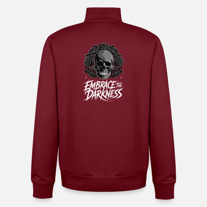 Umarme die Dunkelheit Schädelrosen - Unisex Organic Zip Sweatshirt von Stanley/Stella - Burgunderrot