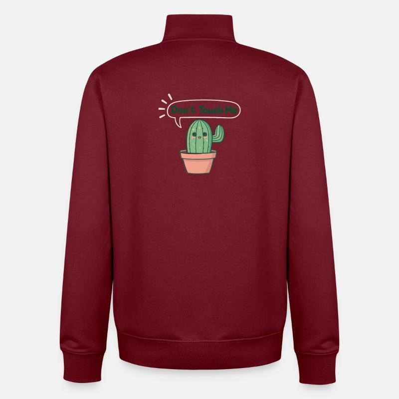 Cactus timide: Don’t Touch Me - Sweat zippé unisexe en coton bio Stanley/Stella - bordeaux