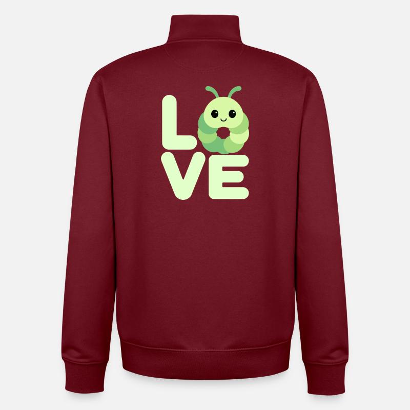 Papillon Chenille Amour - Sweat zippé unisexe en coton bio Stanley/Stella - bordeaux