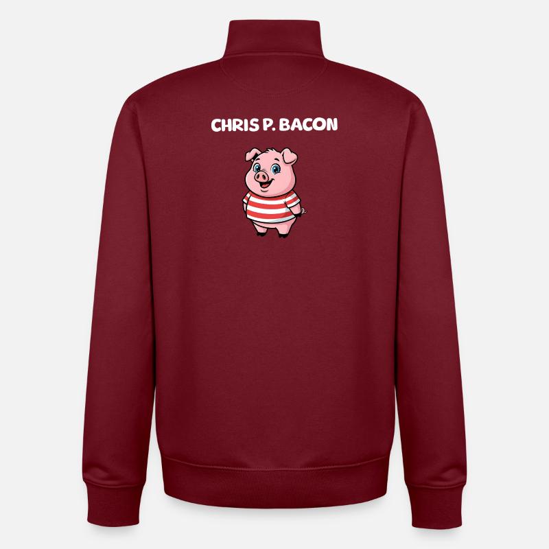 Chris P. Bacon - Cochon mignon - Sweat zippé unisexe en coton bio Stanley/Stella - bordeaux