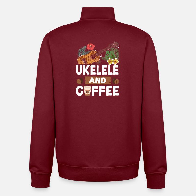 Ukulélé hawaïen ukélé café - Sweat zippé unisexe en coton bio Stanley/Stella - bordeaux