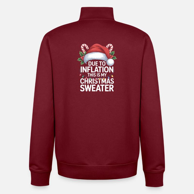 Inflation Weihnachtspullover Wortspiel - Unisex Organic Zip Sweatshirt von Stanley/Stella - Burgunderrot