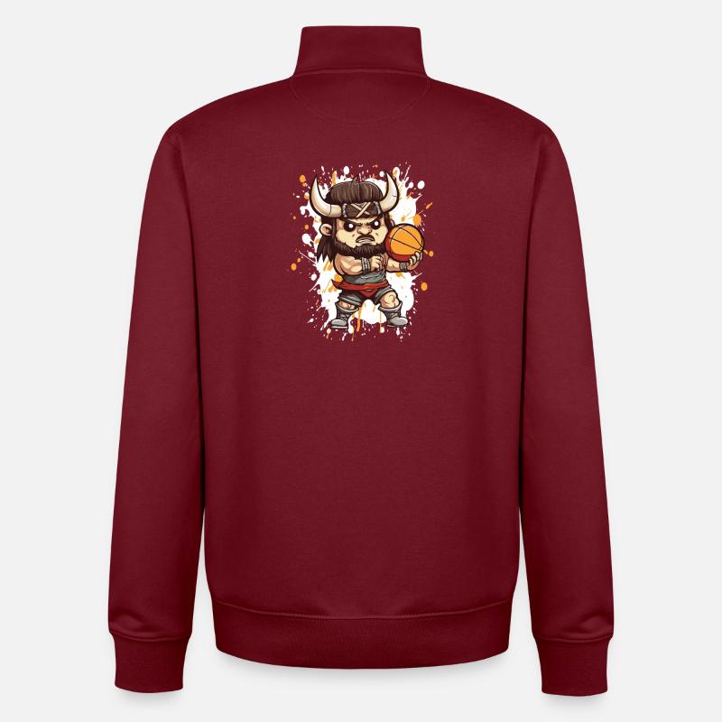 Combattant de basket-ball viking - Sweat zippé unisexe en coton bio Stanley/Stella - bordeaux