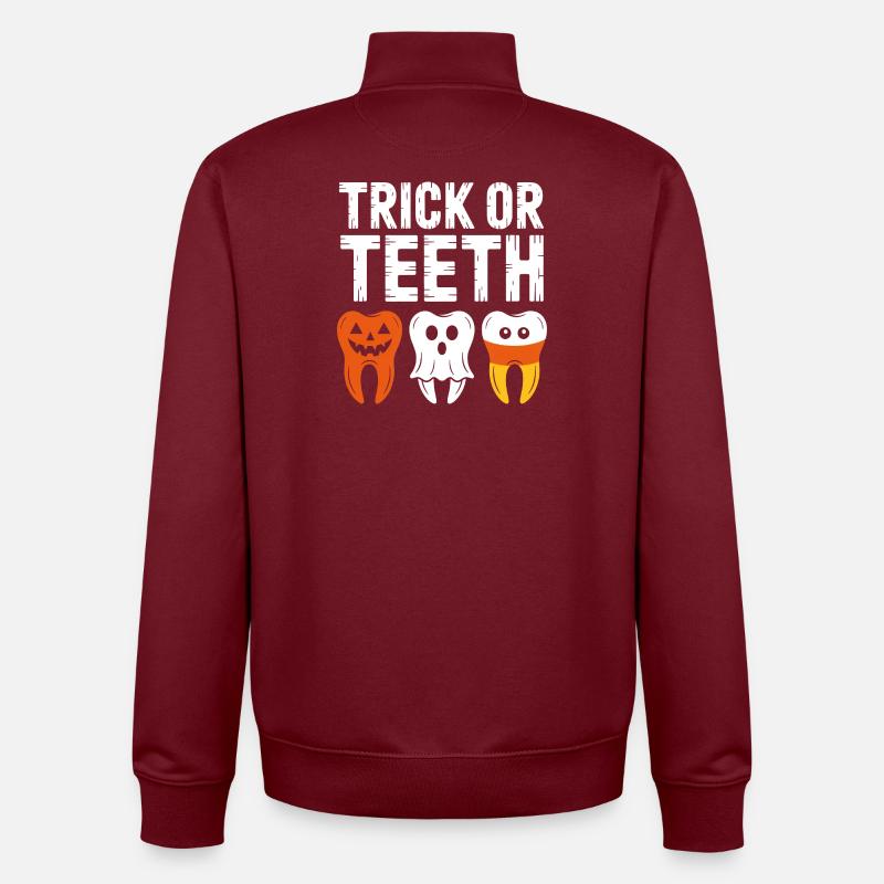 T-shirt Halloween Trick or Teeth - Sweat zippé unisexe en coton bio Stanley/Stella - bordeaux