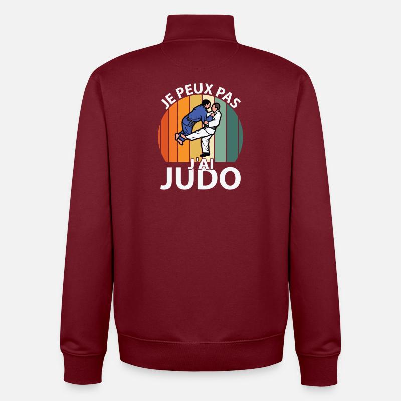 Je peux pas J'ai Judo - Sweat zippé unisexe en coton bio Stanley/Stella - bordeaux
