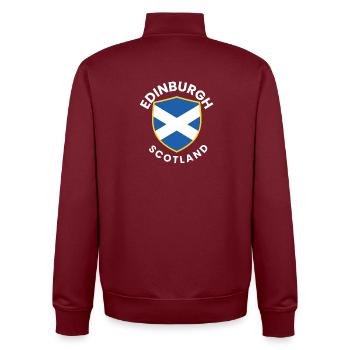 Edinburgh Shield Scotland - Unisex Organic Zip Sweatshirt by Stanley/Stella - burgundy - Back - AI Model Male 185 dark (185cm)